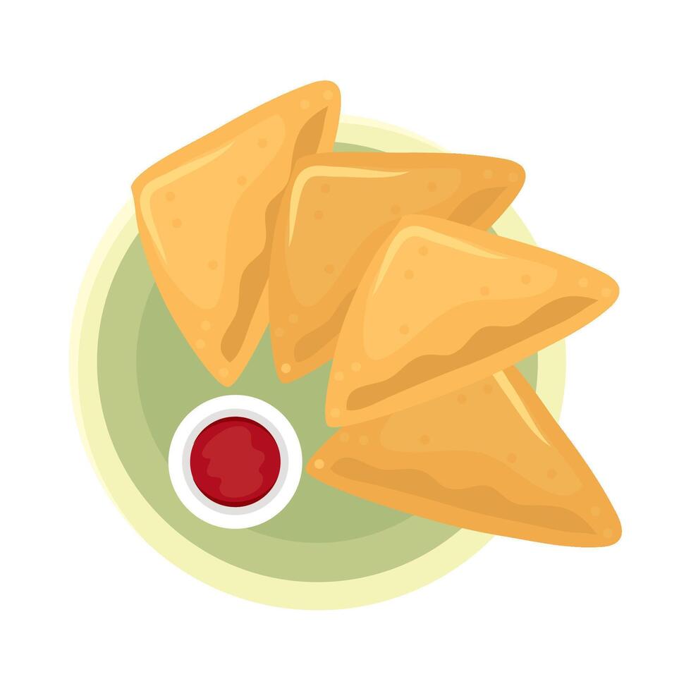 Indian food samosa illustration vector