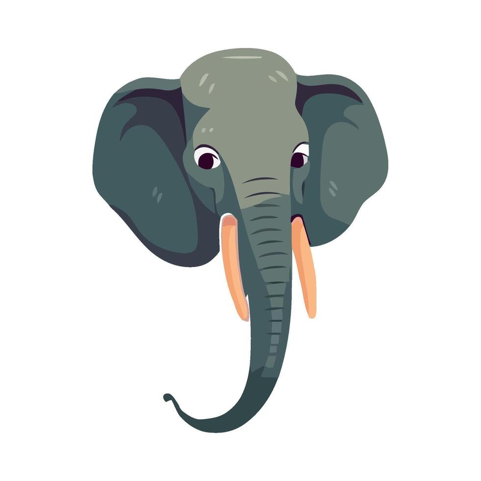 An elephant head with tusks on a white background vector