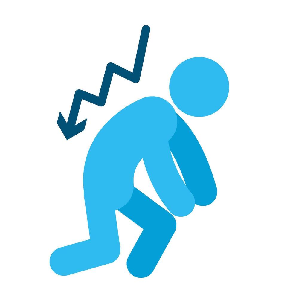 A man is falling down and has an arrow pointing down vector