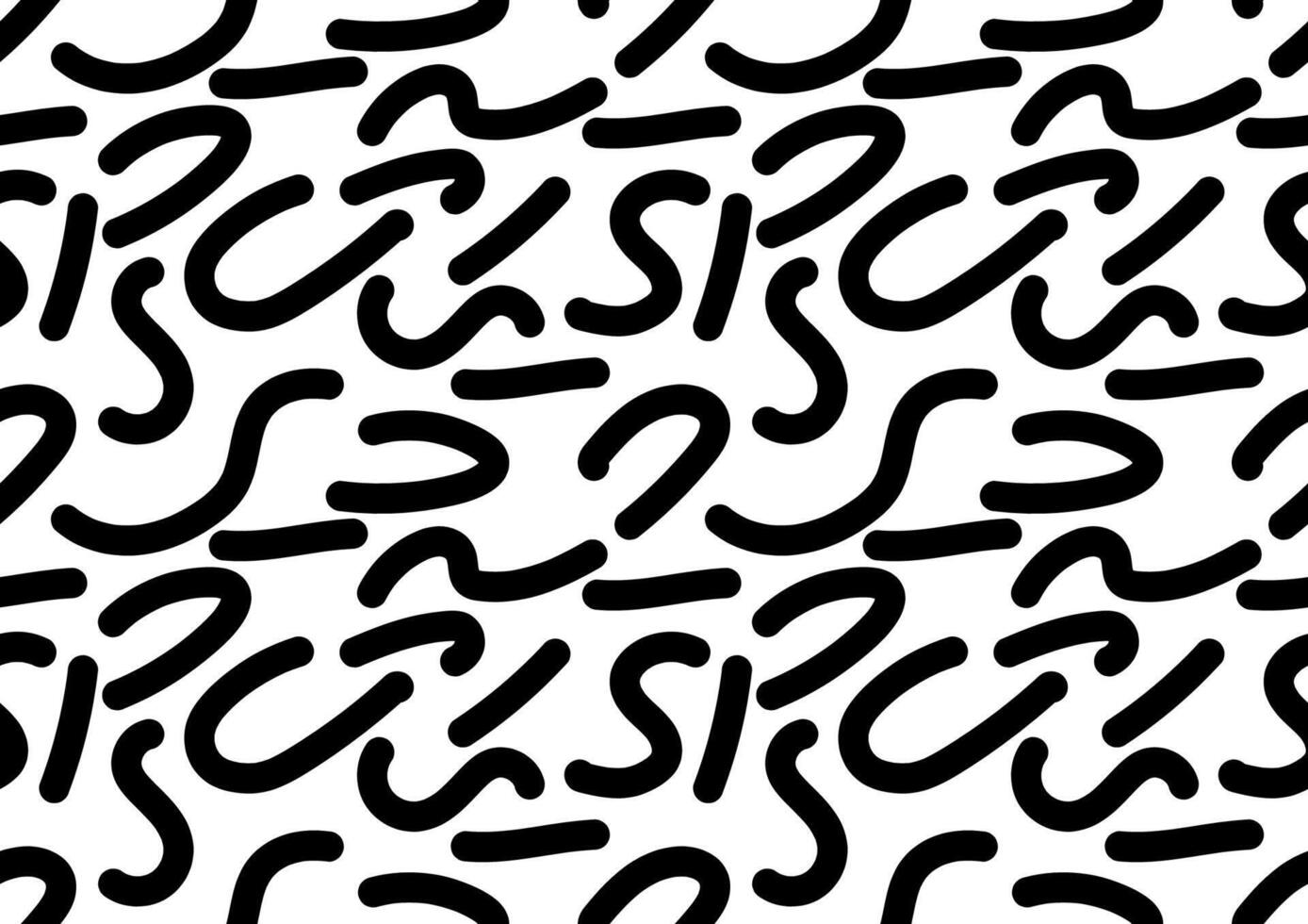 Abstract black and white line doodle art seamless pattern on a black background. For cards, frames, posters, book covers, textiles, wallpaper, wrapping and fabric. vector