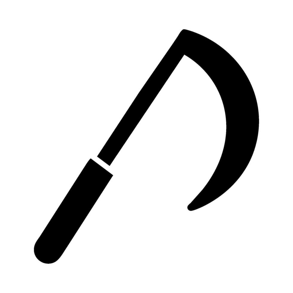 A black and white icon of a scythe vector