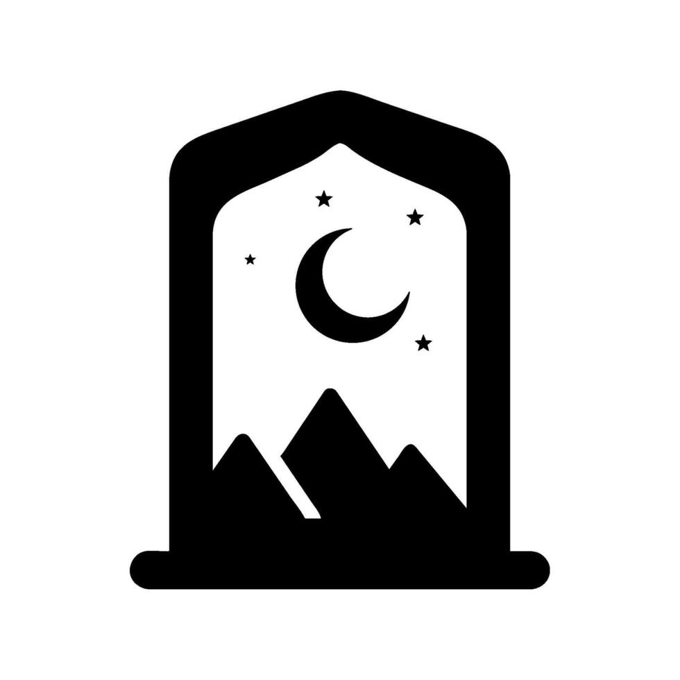The moon and the stars in the sky are shown in a window vector