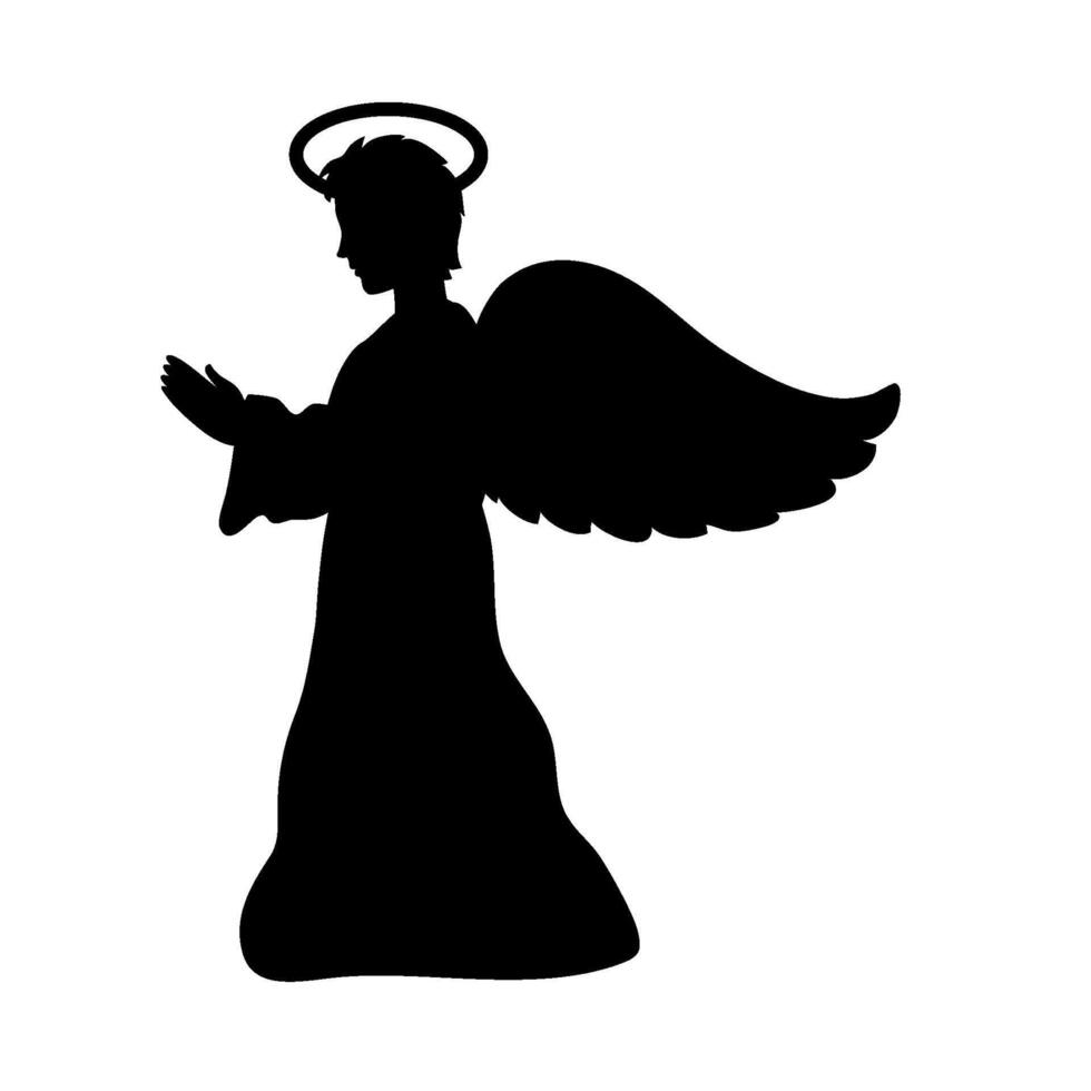 Angel silhouette on white background vector