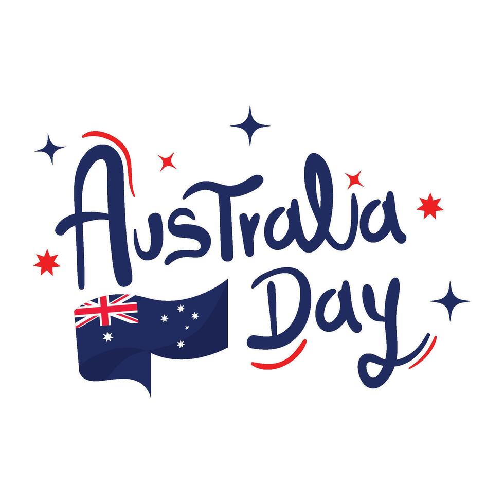 Australia day greeting card with australian flag and stars vector