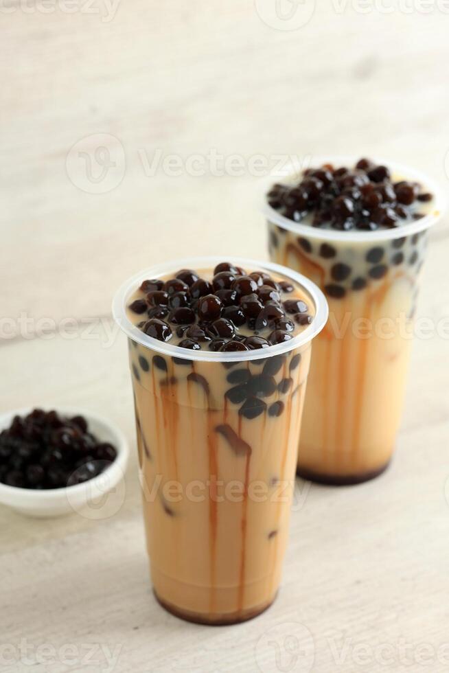 Two Glass of Taiwan Milk Bubble Tea photo