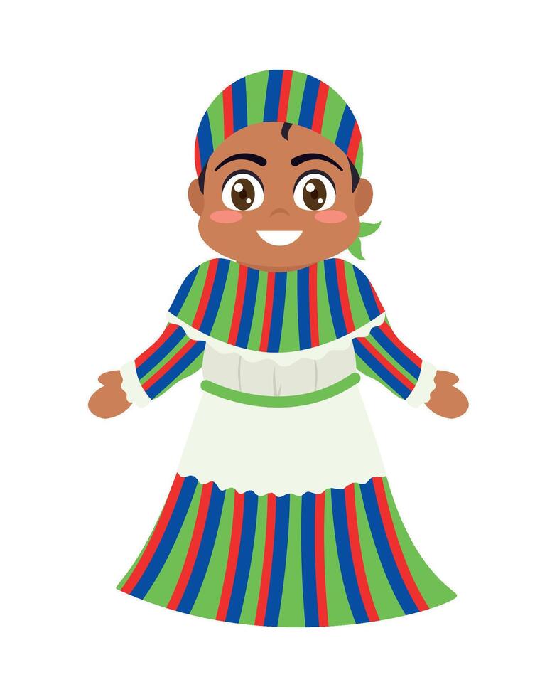 A cartoon character in a traditional dress vector