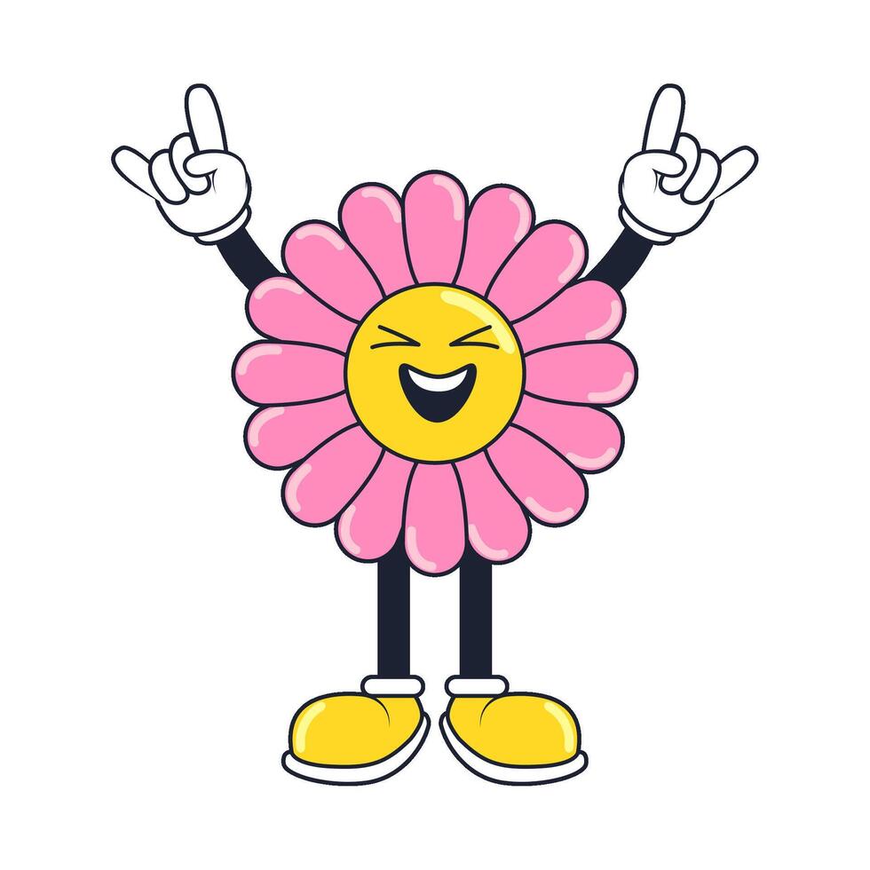 A cartoon flower character with two hands up vector