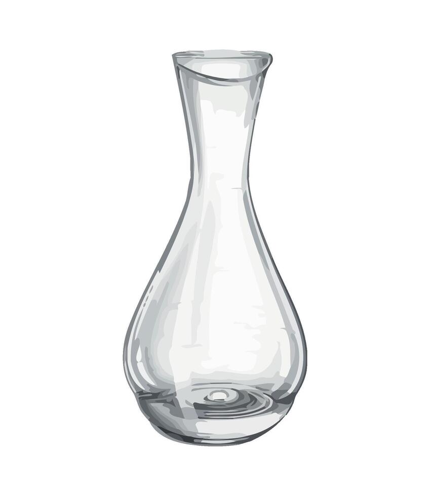 A clear glass vase with a white background vector