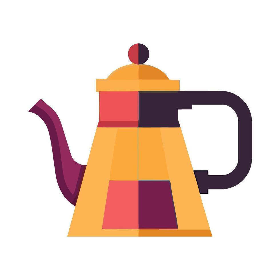 A coffee pot with a red and purple lid vector