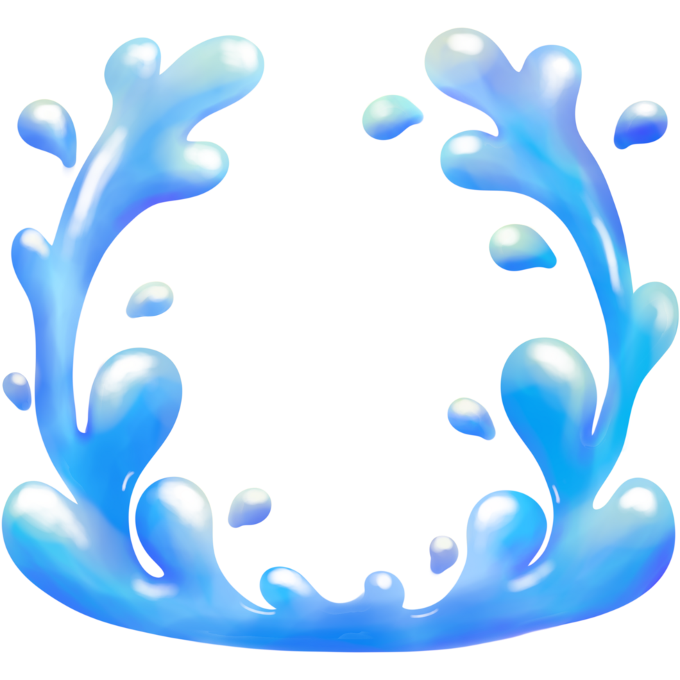 Water splash frame design, water photo frame background illustration png