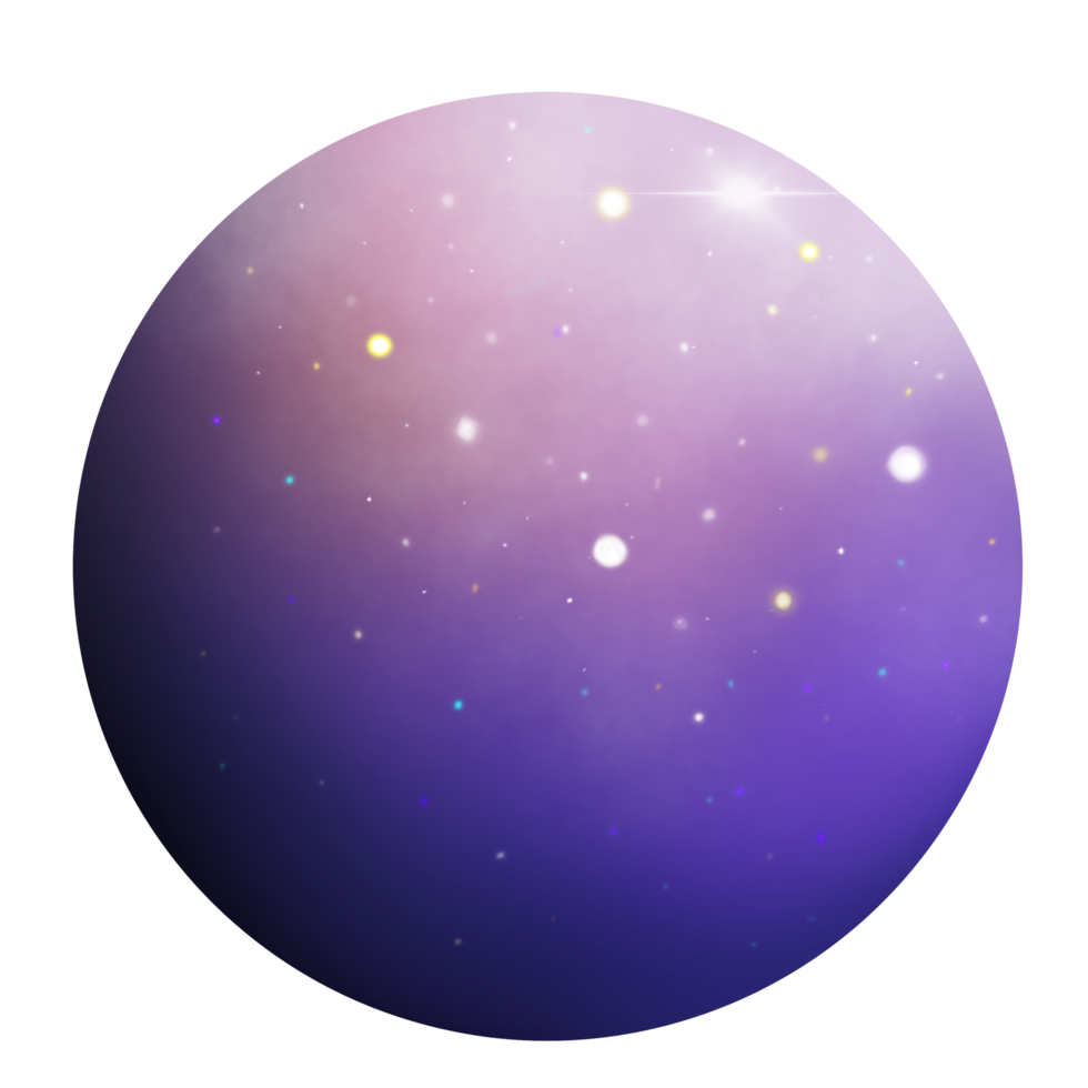Blue and purple planet with stars isolated illustration png