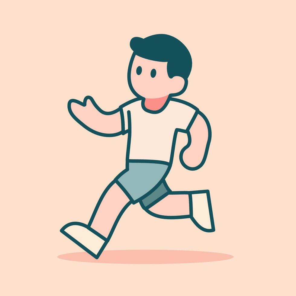 Minimalist Running Character Illustration Cute Clean Cartoon Style vector