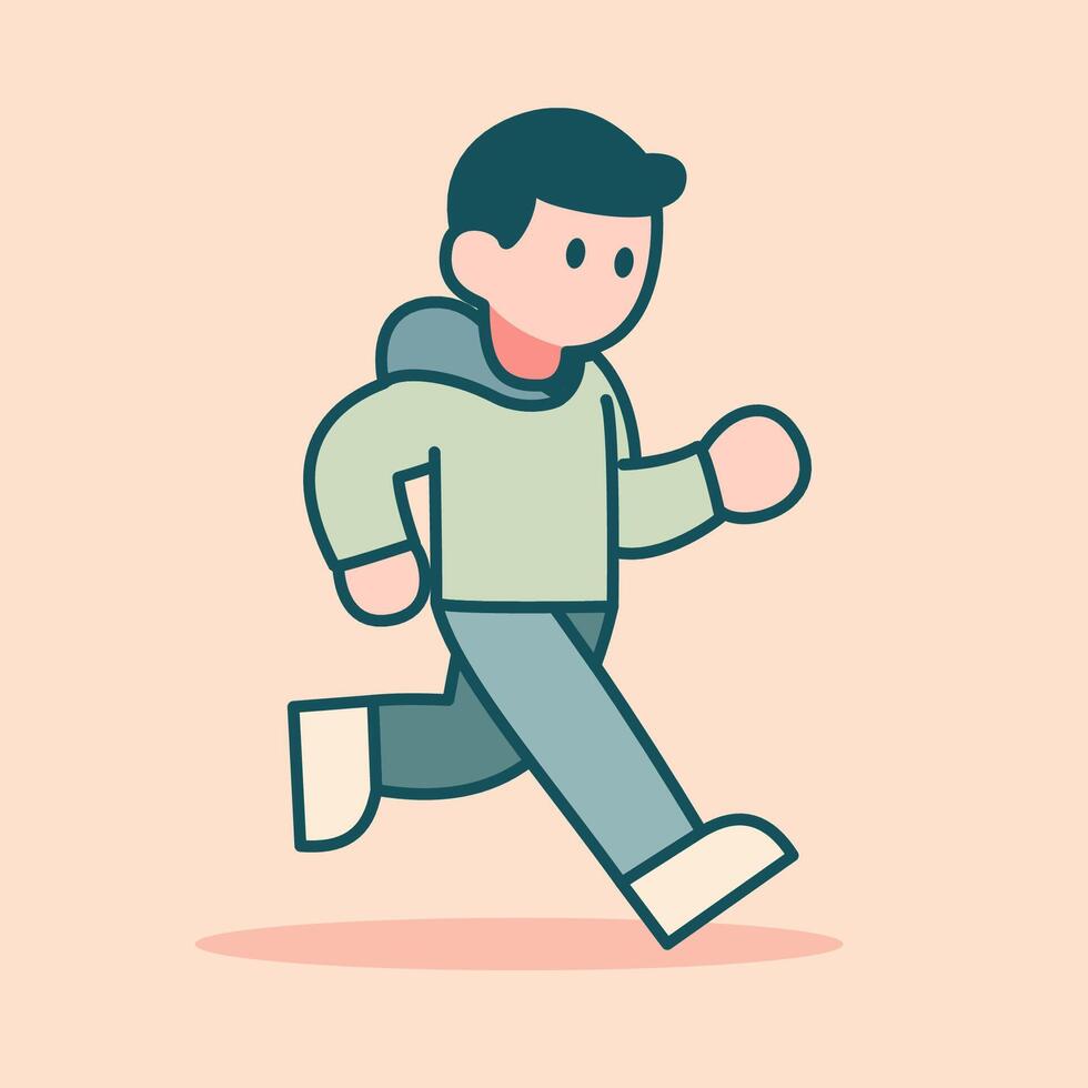Minimalist Jogging Character Illustration Cute Cartoon Style vector