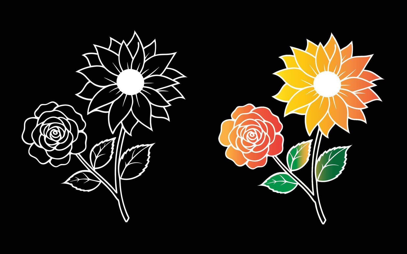 Colorful Rose sunflower creative mandala. vector