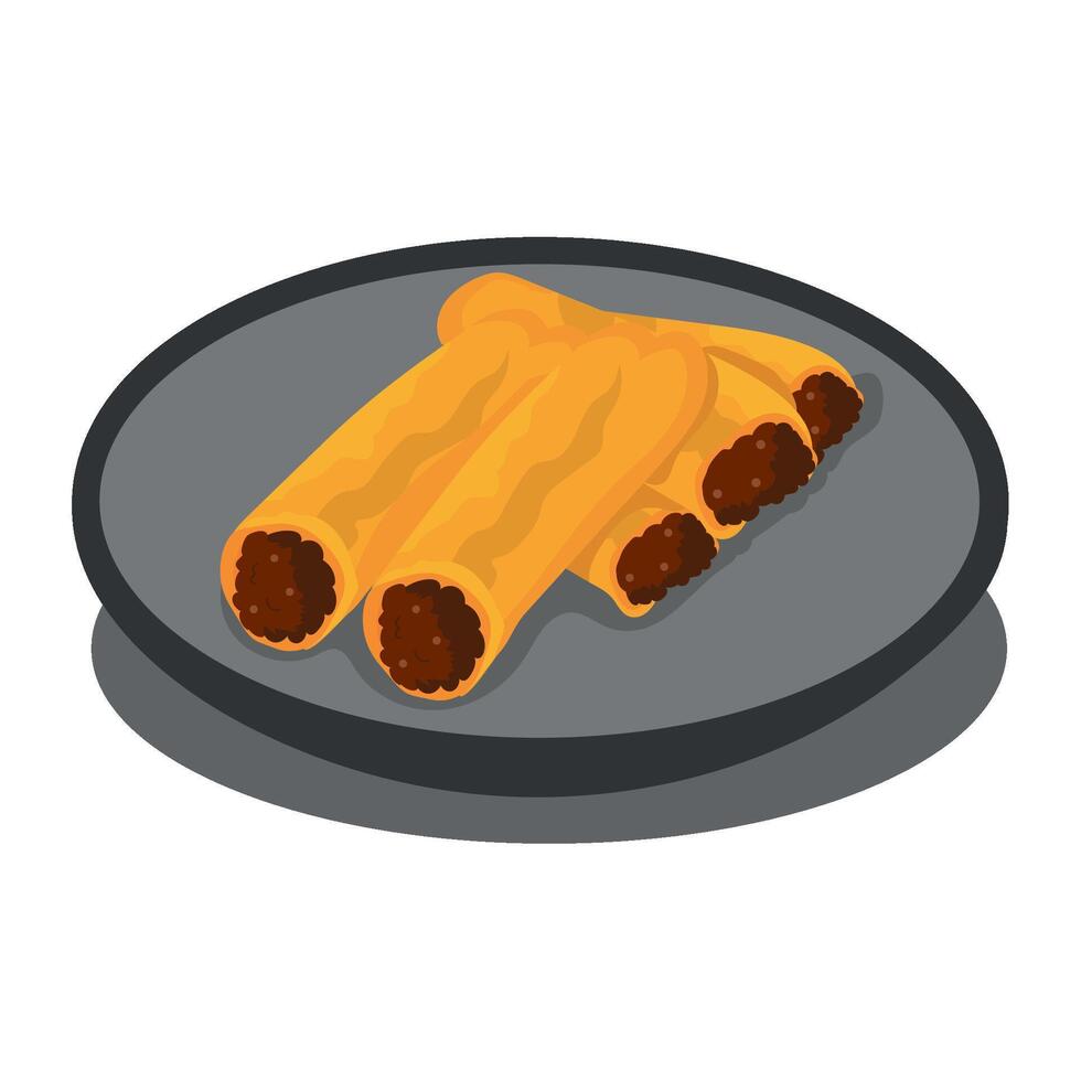 Churros on a plate with a black plate vector