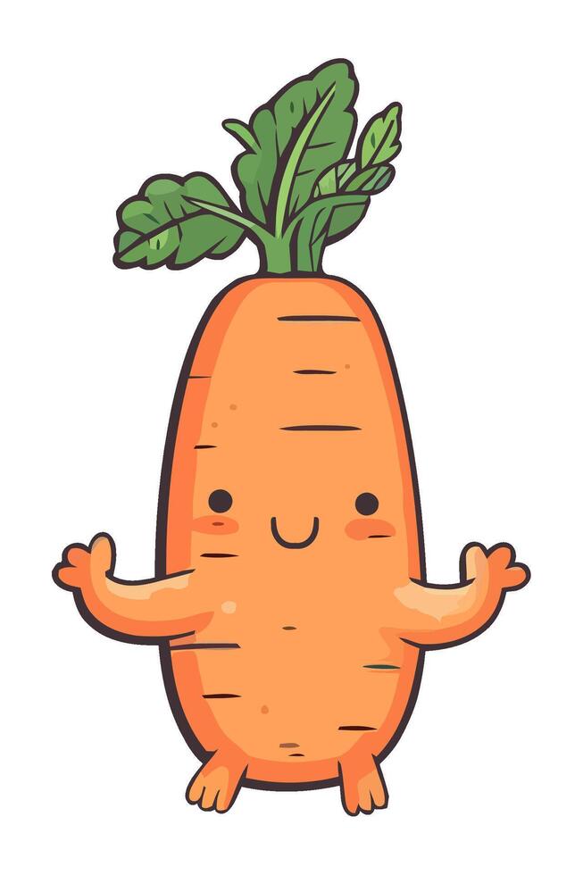 A cartoon carrot with arms and legs vector