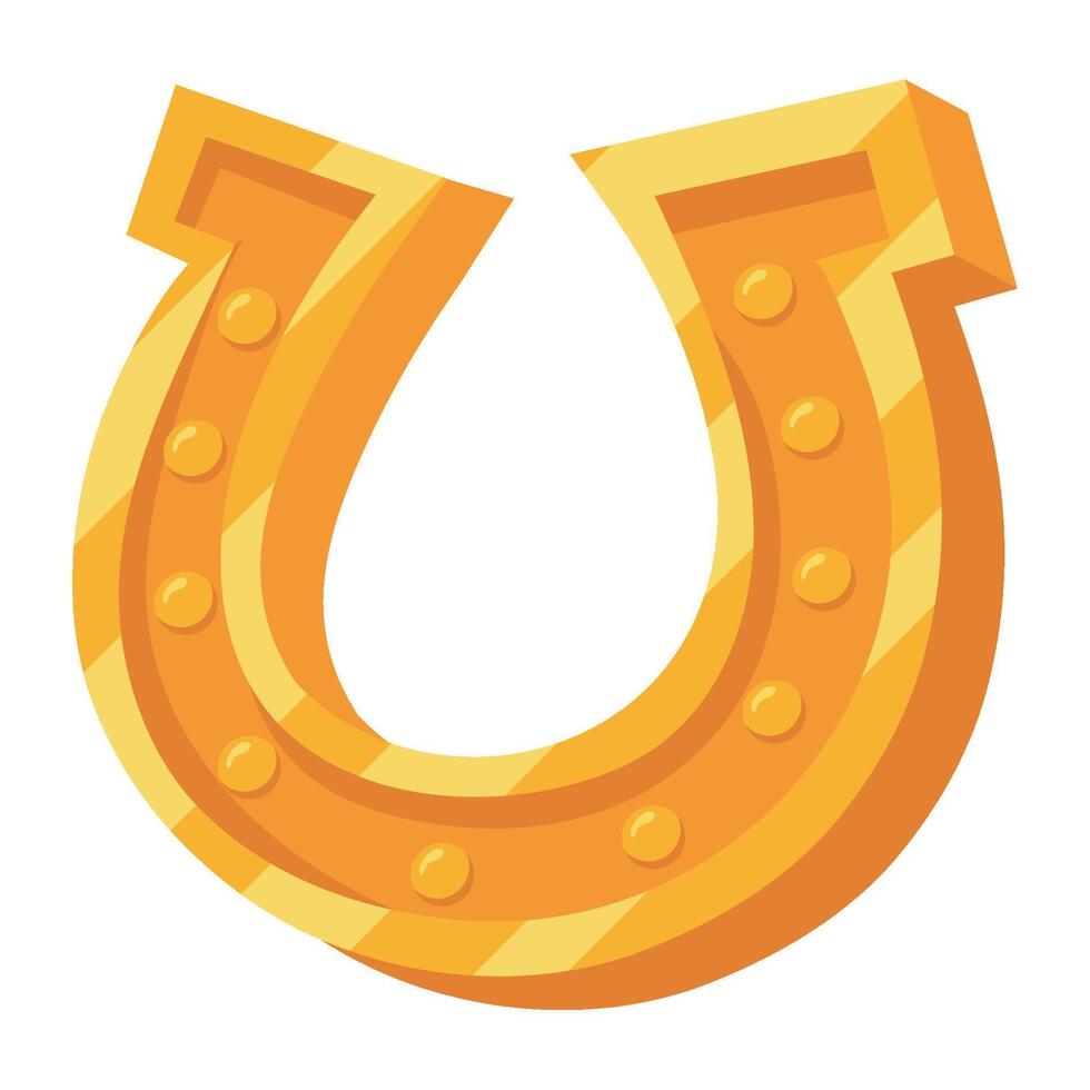 A cartoon horseshoe with a gold color vector