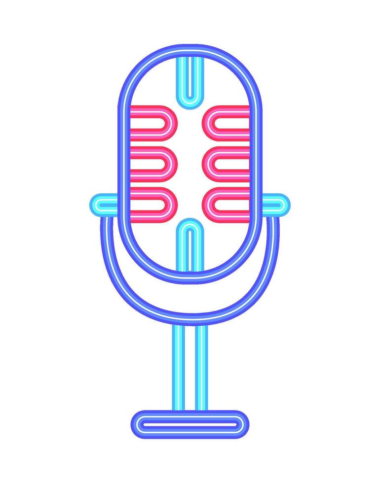 A neon microphone icon on a white background vector