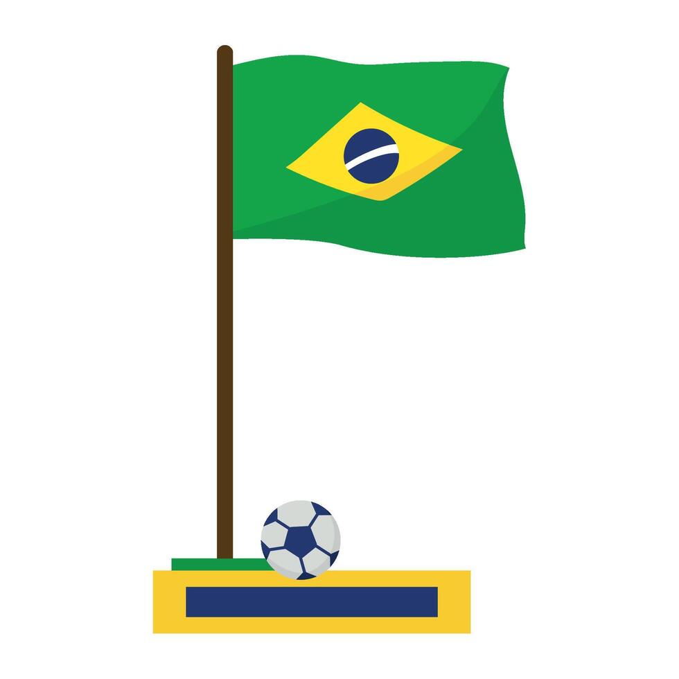 Brazil flag and soccer ball illustration vector