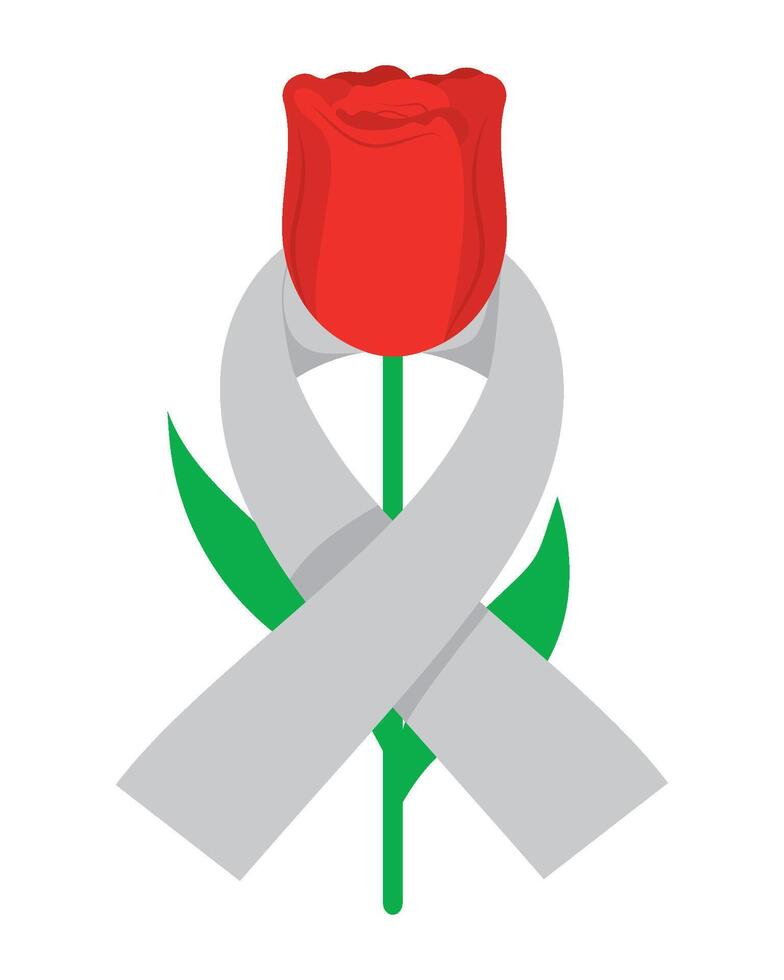 A red rose with a ribbon around it vector