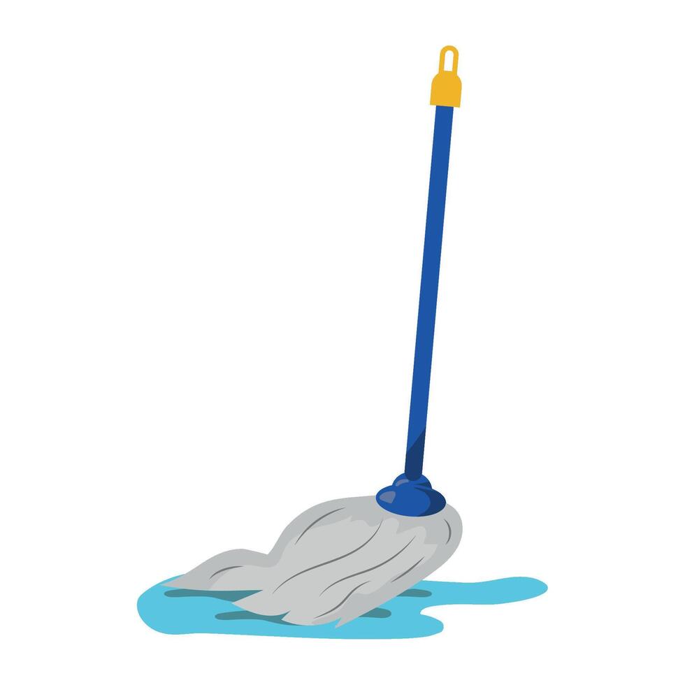 A mop with a blue handle and a yellow handle vector