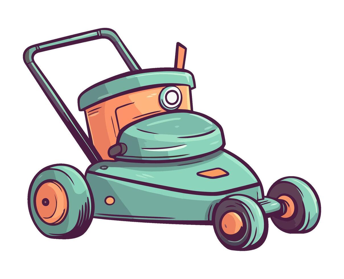 A cartoon lawn mower on a white background vector