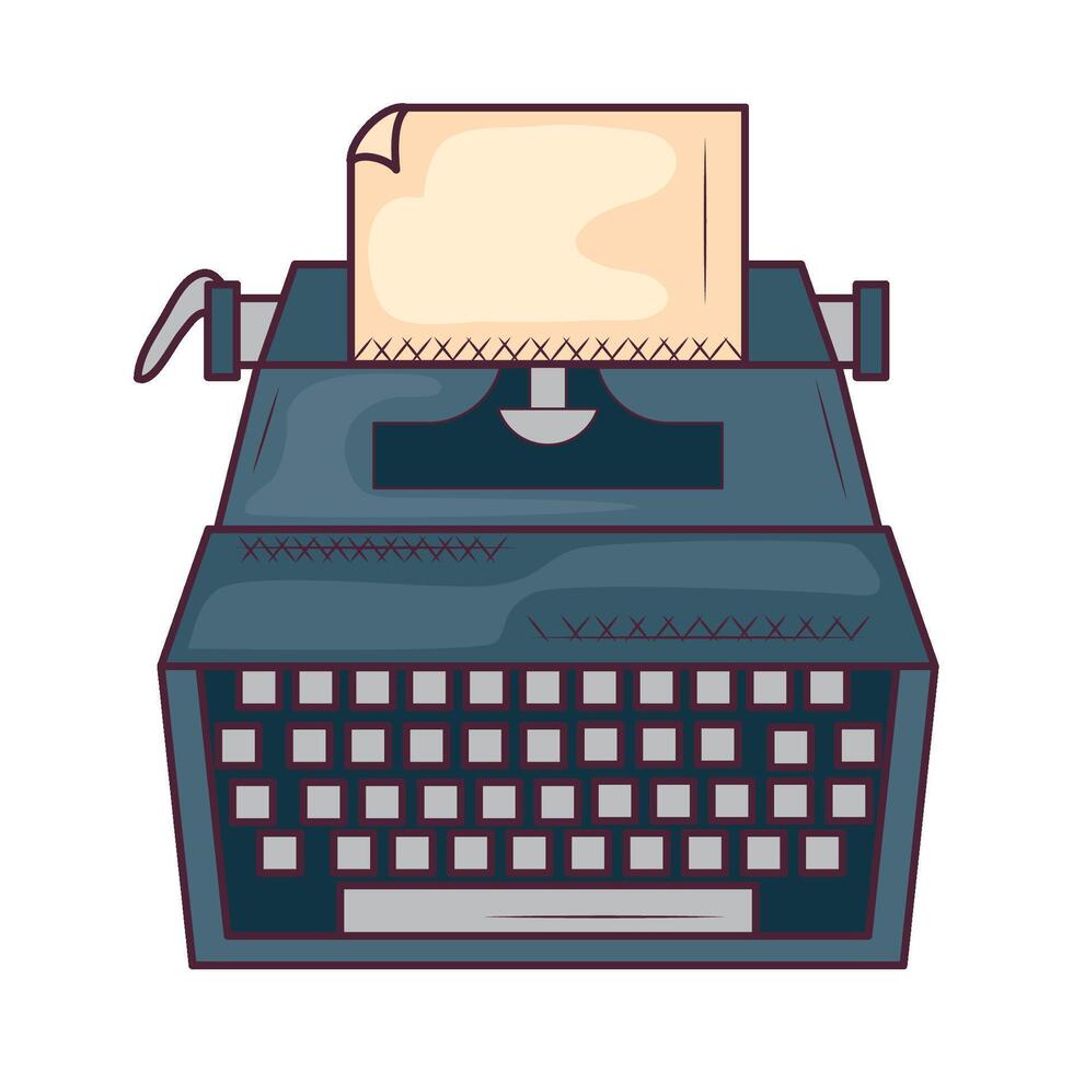 An old typewriter with a piece of paper on top vector