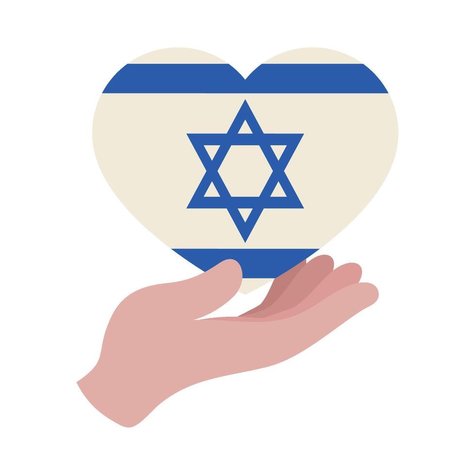 Israel flag heart icon in flat style illustration vector