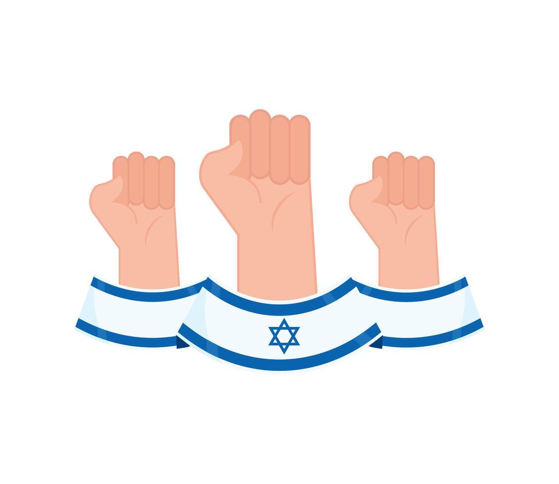 Israel flag with clenched fists illustration vector