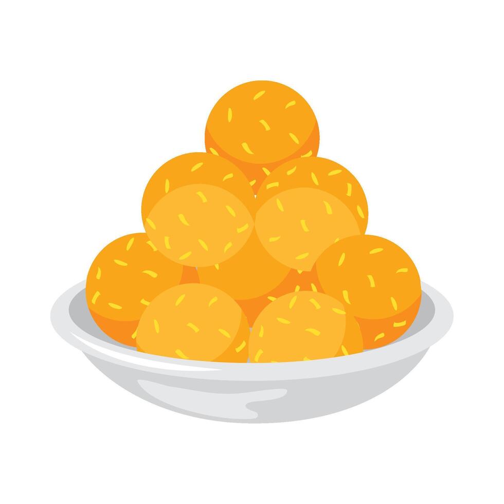 A bowl of fried dough balls in a white bowl vector