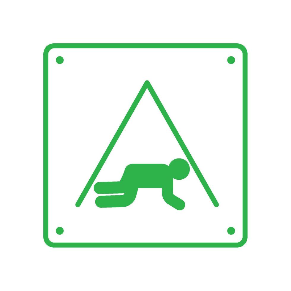 A green sign with a man laying on the ground vector