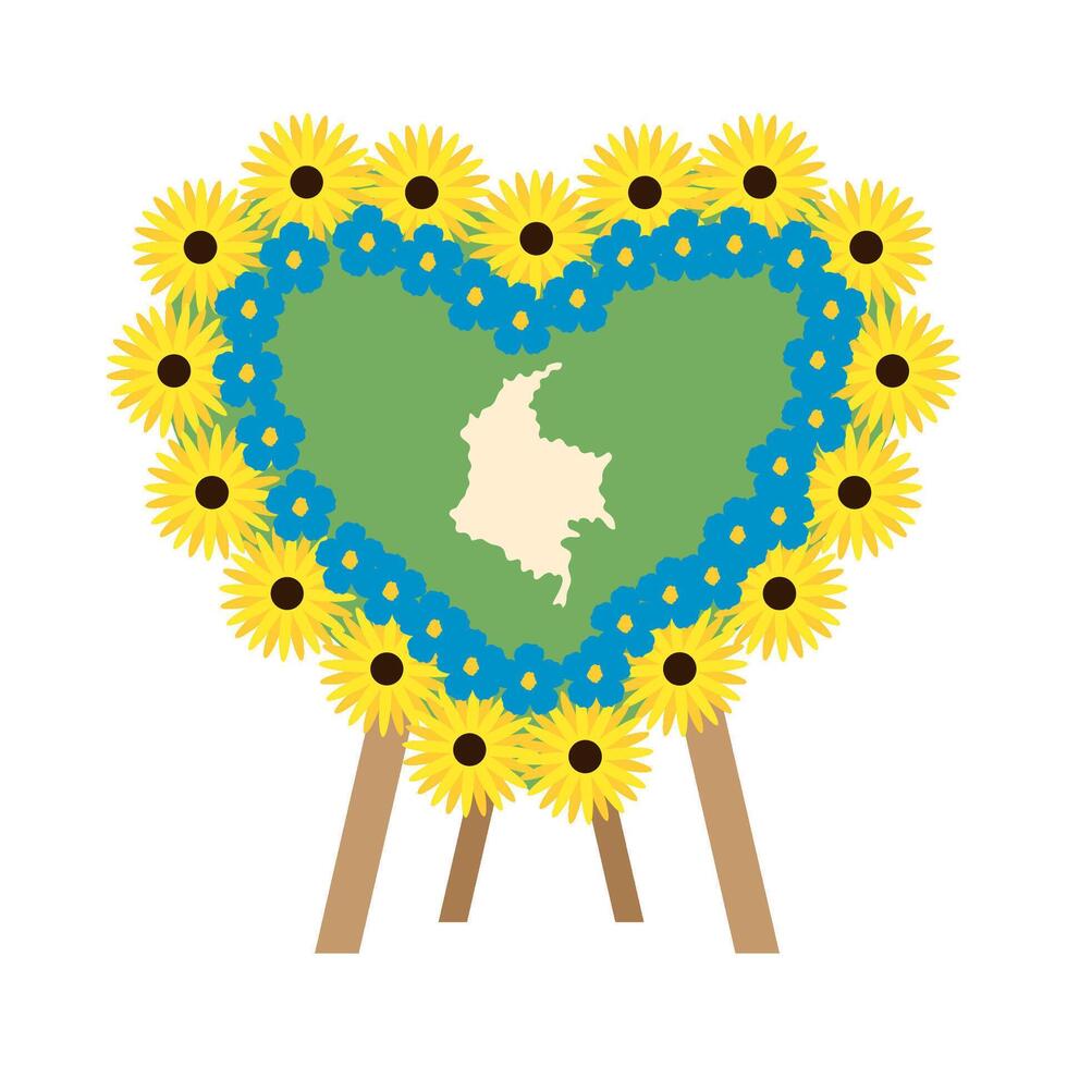Heart with sunflowers and map of belarus illustration vector