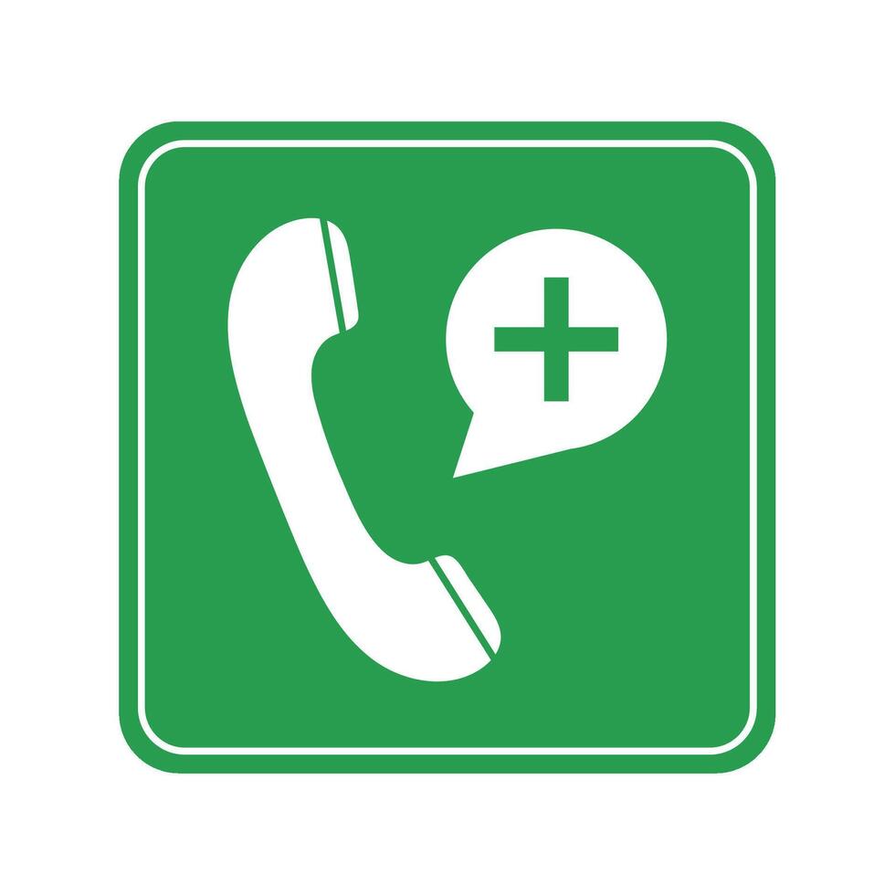A green phone icon with a plus sign vector