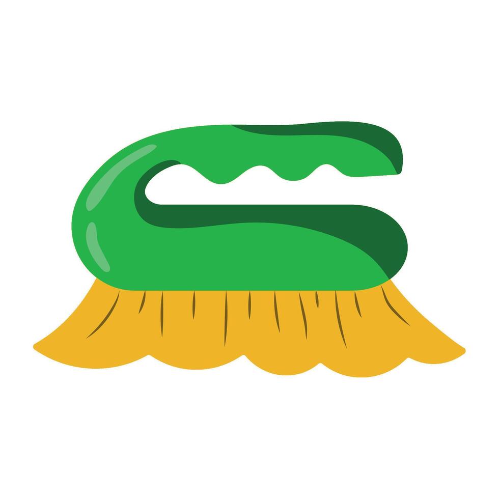 A green and yellow broom with a green handle vector