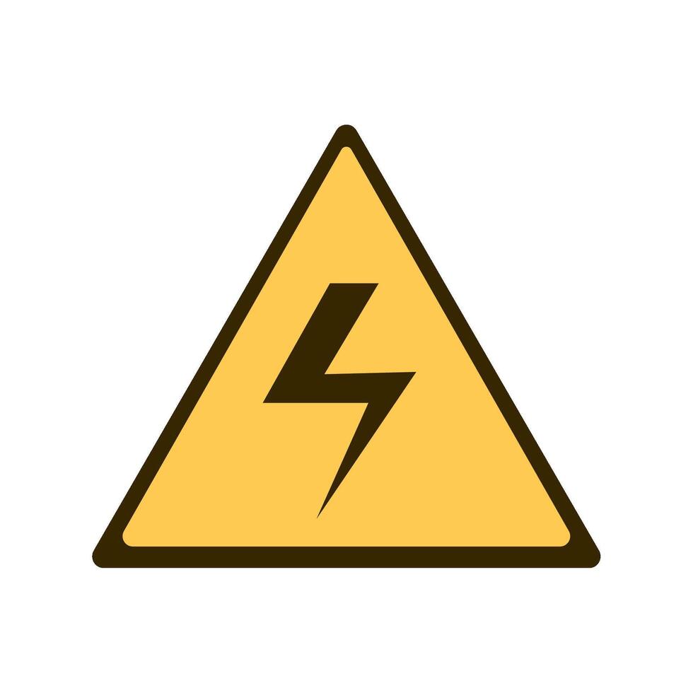 A yellow triangle with a lightning bolt on it vector