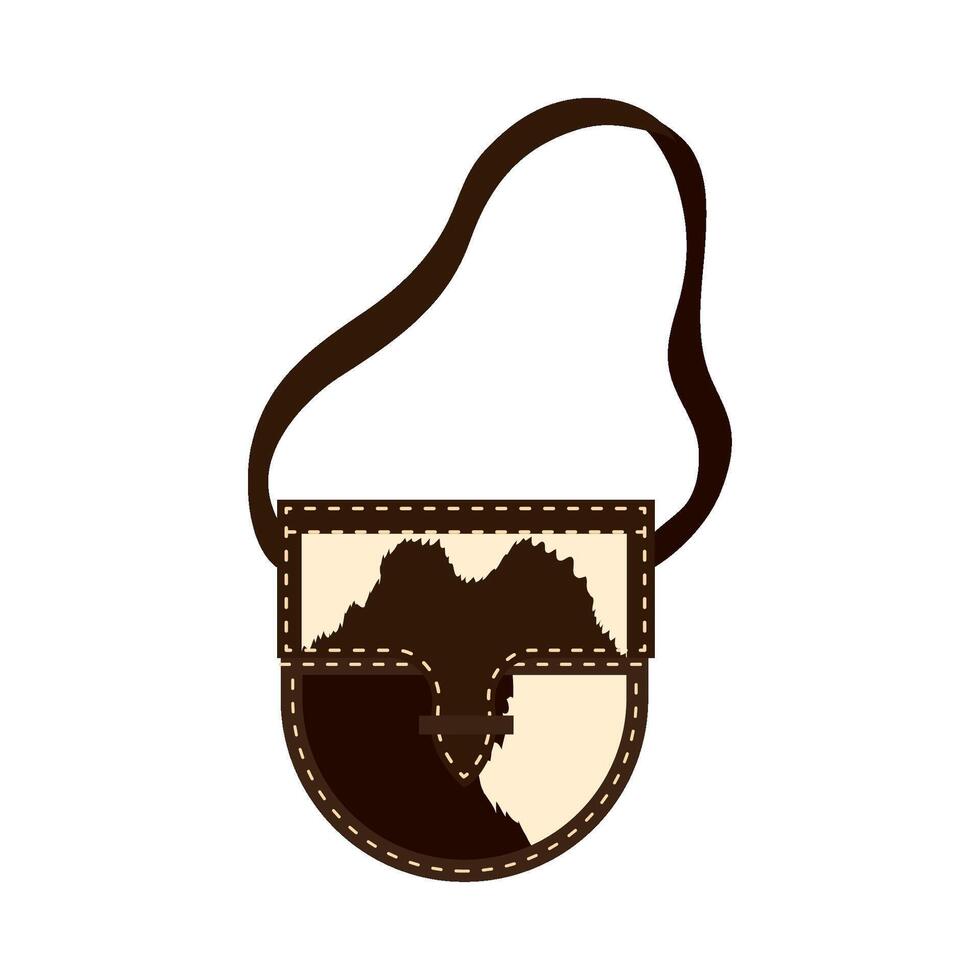 A brown and white purse with a heart on it vector
