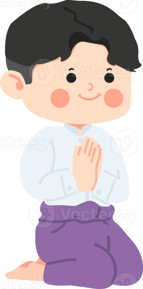 boy in Thai traditional greeting png