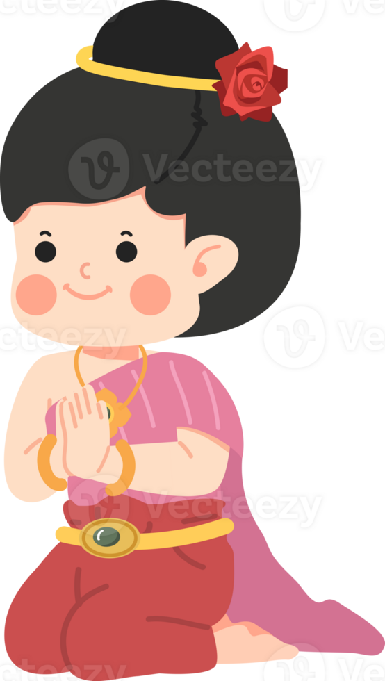 girl in Thai traditional greeting png