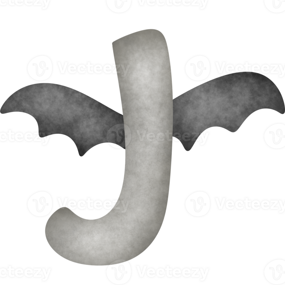 J shape bat font design for Halloween , halloween Letters A-Z png
