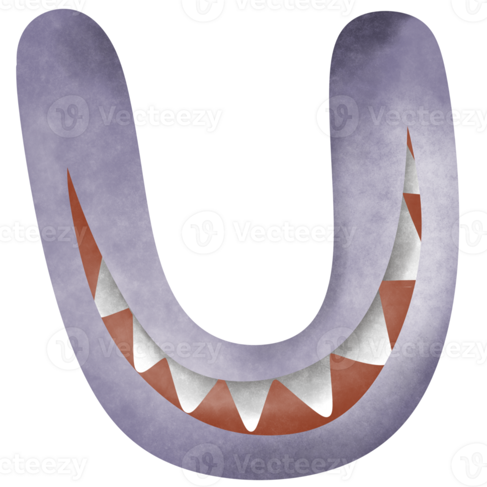 U a scary smile font design for Halloween , halloween Letters A-Z png