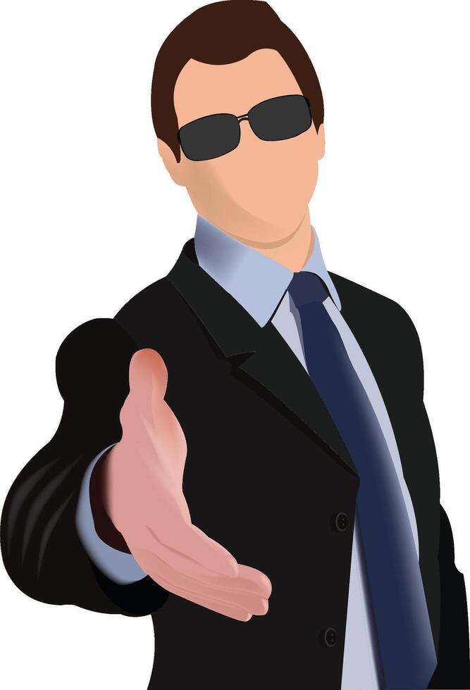Person with glasses moon hand for greeting- vector