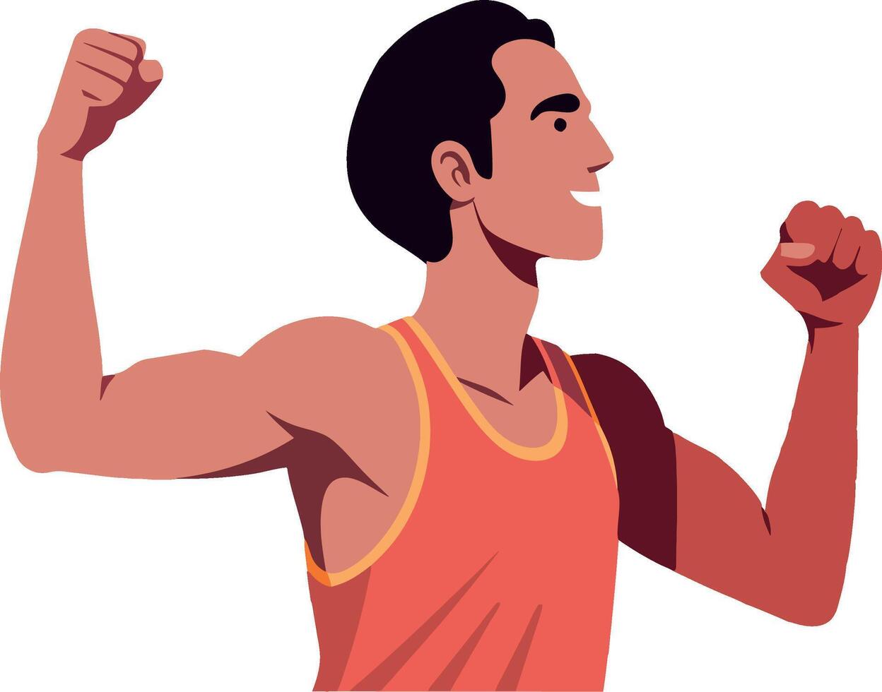 Strong athletic man flexing muscles celebrating success vector
