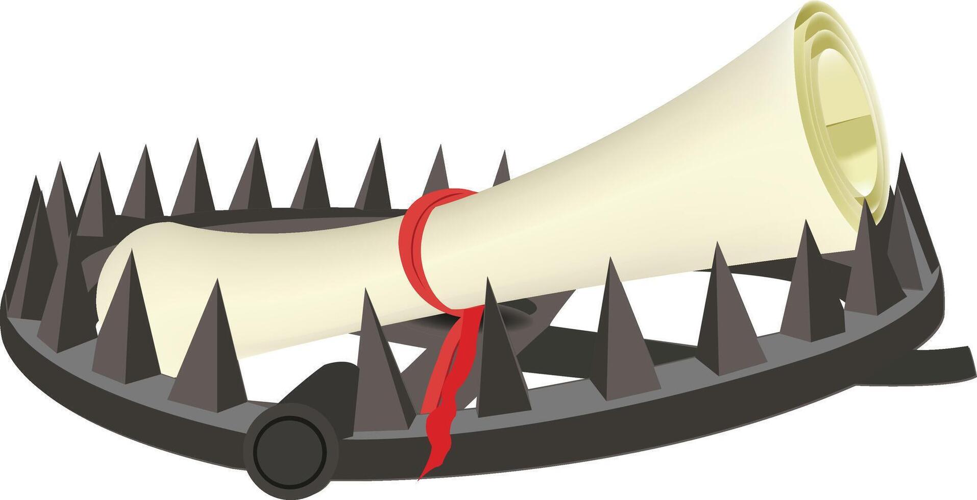 Diploma trap representing student loan debt risk vector