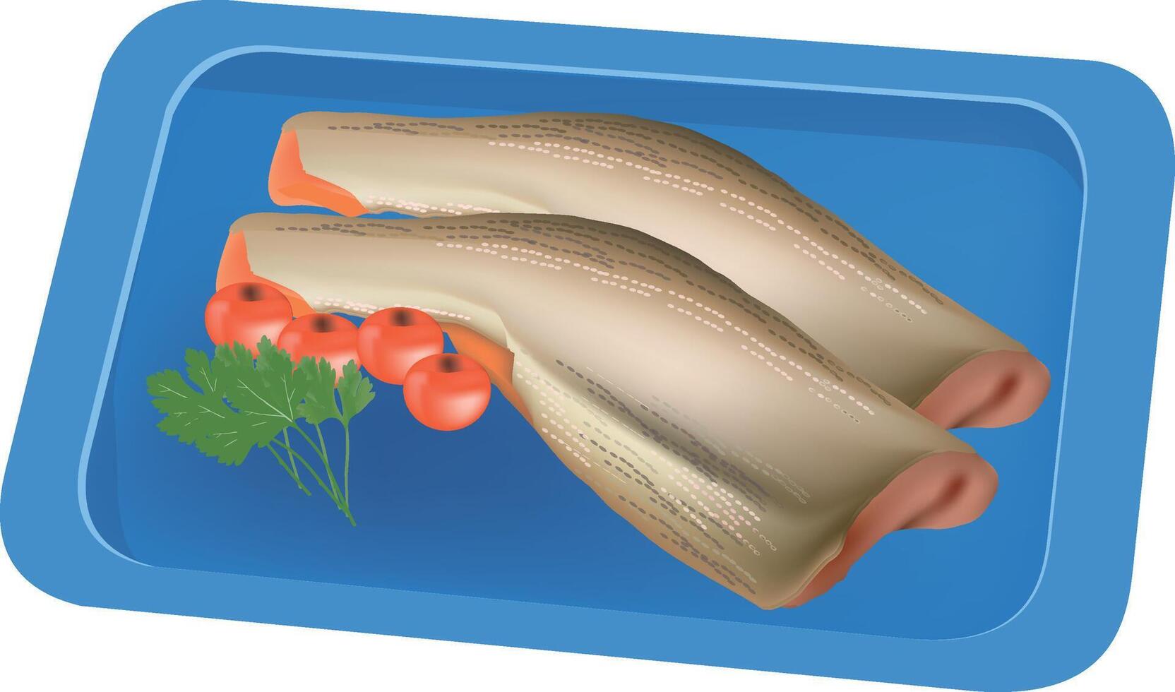 trout fillet tray vector