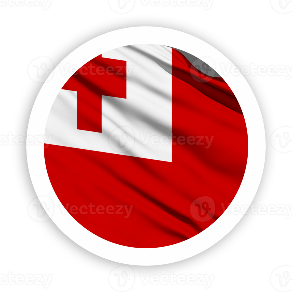 Tonga Waving Flag with White Rounded Circle Frame png