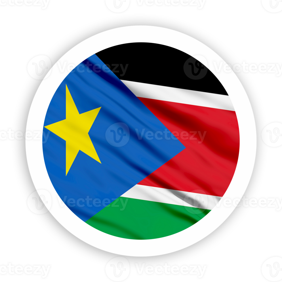 South Sudan Waving Flag with White Rounded Circle Frame png