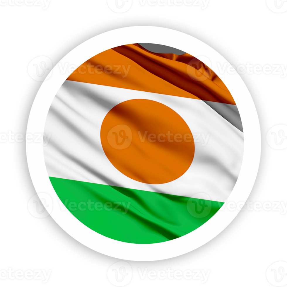 Niger Waving Flag with White Rounded Circle Frame png