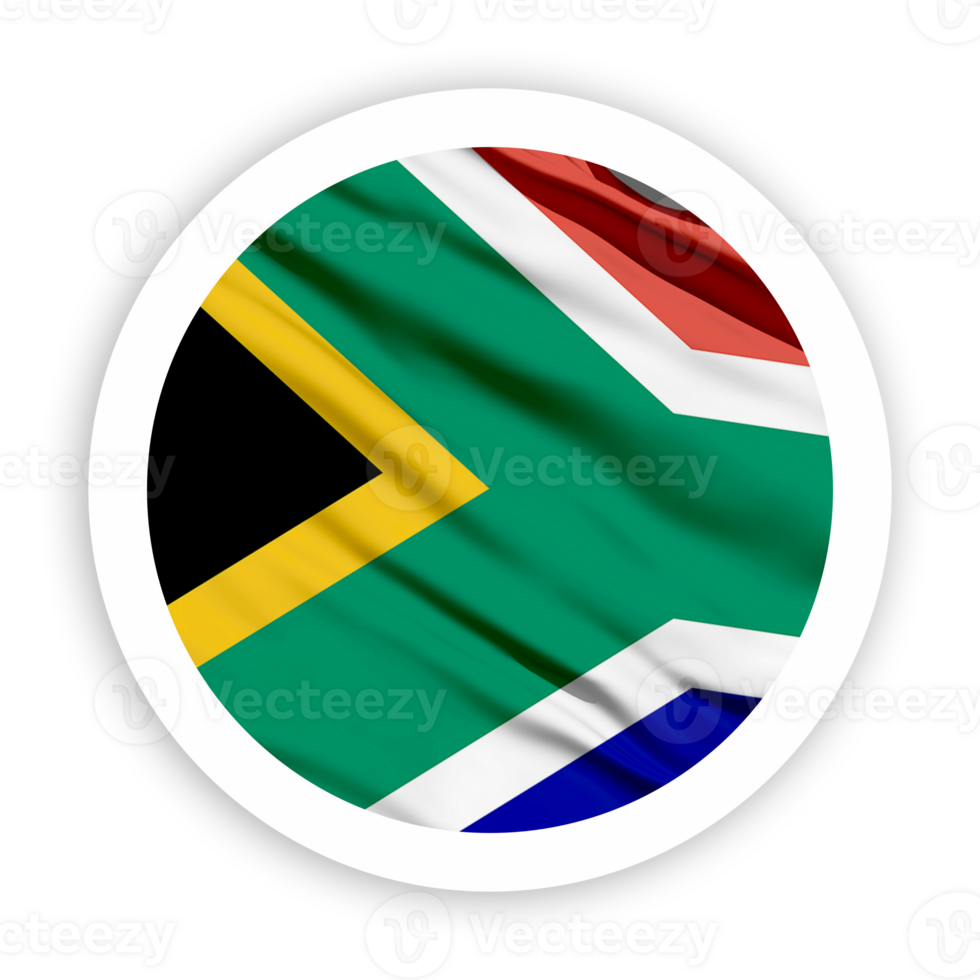 South Africa Waving Flag with White Rounded Circle Frame png
