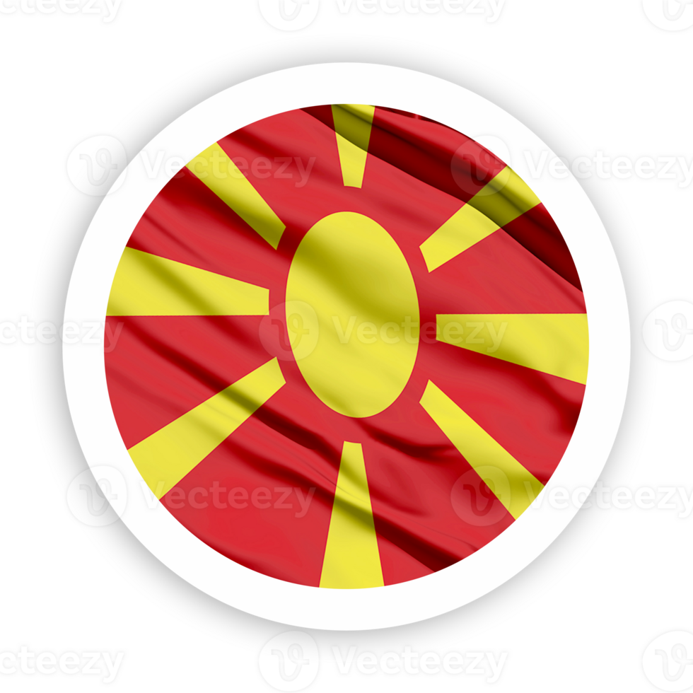 North Macedonia Waving Flag with White Rounded Circle Frame png