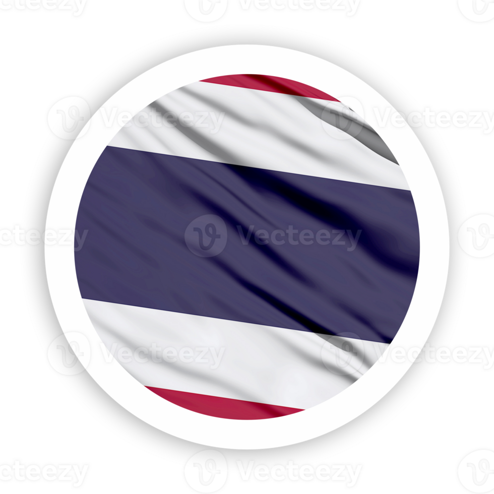 Thailand Waving Flag with White Rounded Circle Frame png